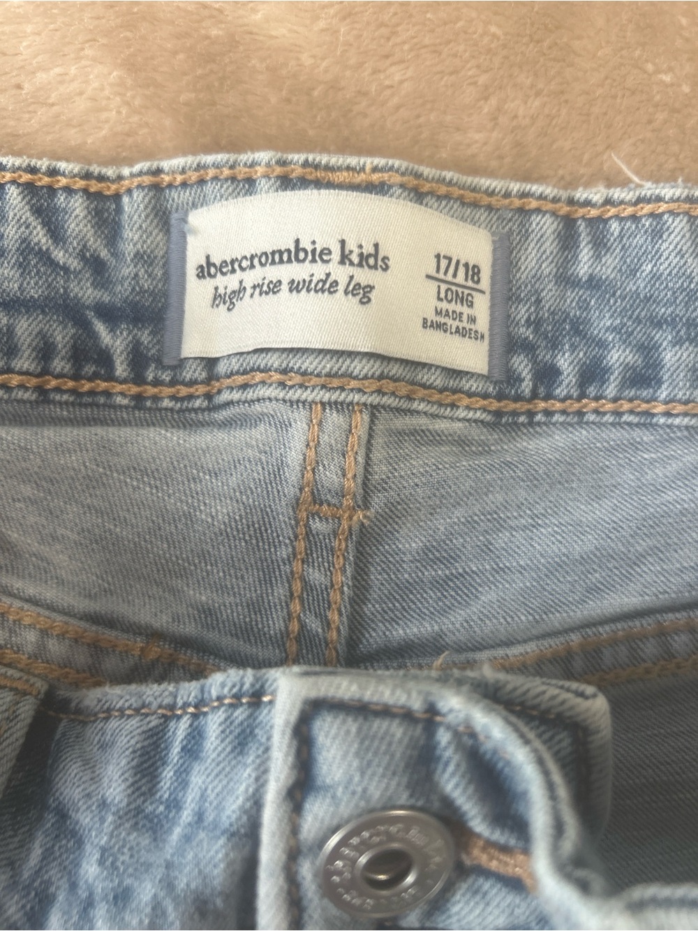 Abercrombie kids high rise wide leg jeans girl size 17/18 long blue baggy grunge - Picture 4 of 13